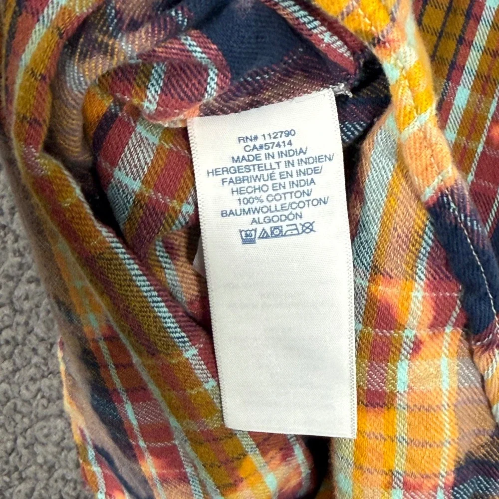 True Religion Shirt Mens 2XL Plaid Western Pearl Snap Rodeo Cowboy Acid Wash Y2K